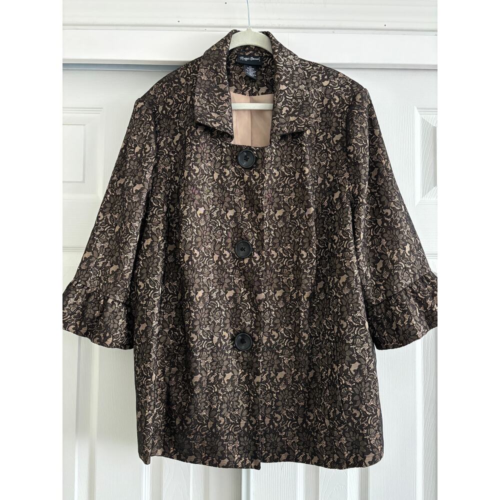 Maggie Barnes Jacket Womens Plus Size 2X Lace Print 3/4 Sleeves